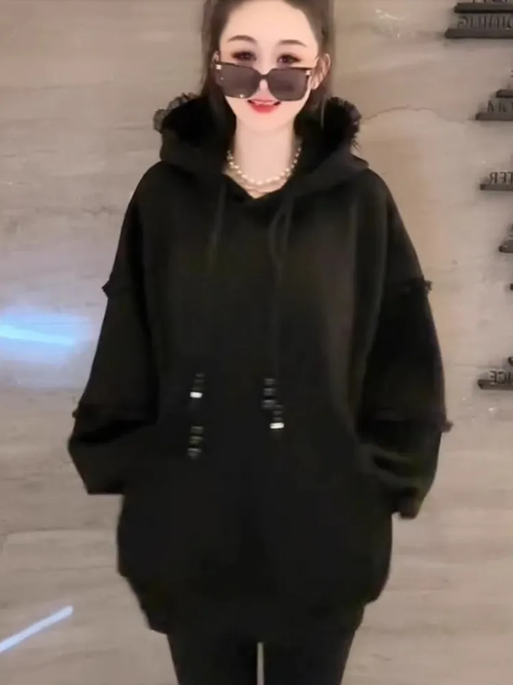 Felpa Oversize alla Moda per Donna, Vestibilità Ampia, Stile Europeo, Novità Autunno Inverno, Taglie Forti