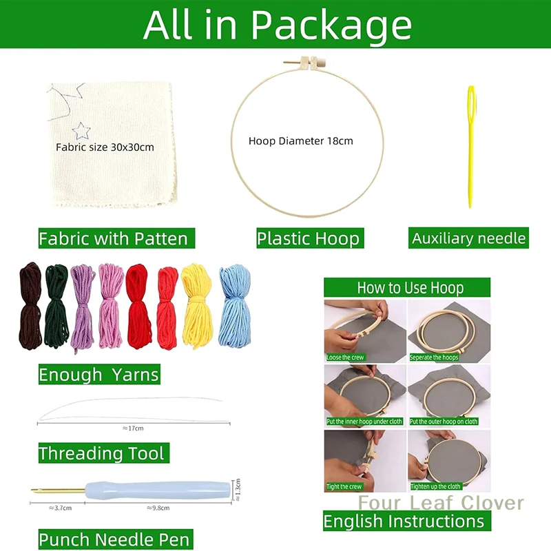 Cartoon Sheep Punch Needle Cross Stitch Embroidery Kit Landscape Rug Tufting Coaster Yarn Punch Coaster Set Handmade DIY Crafts