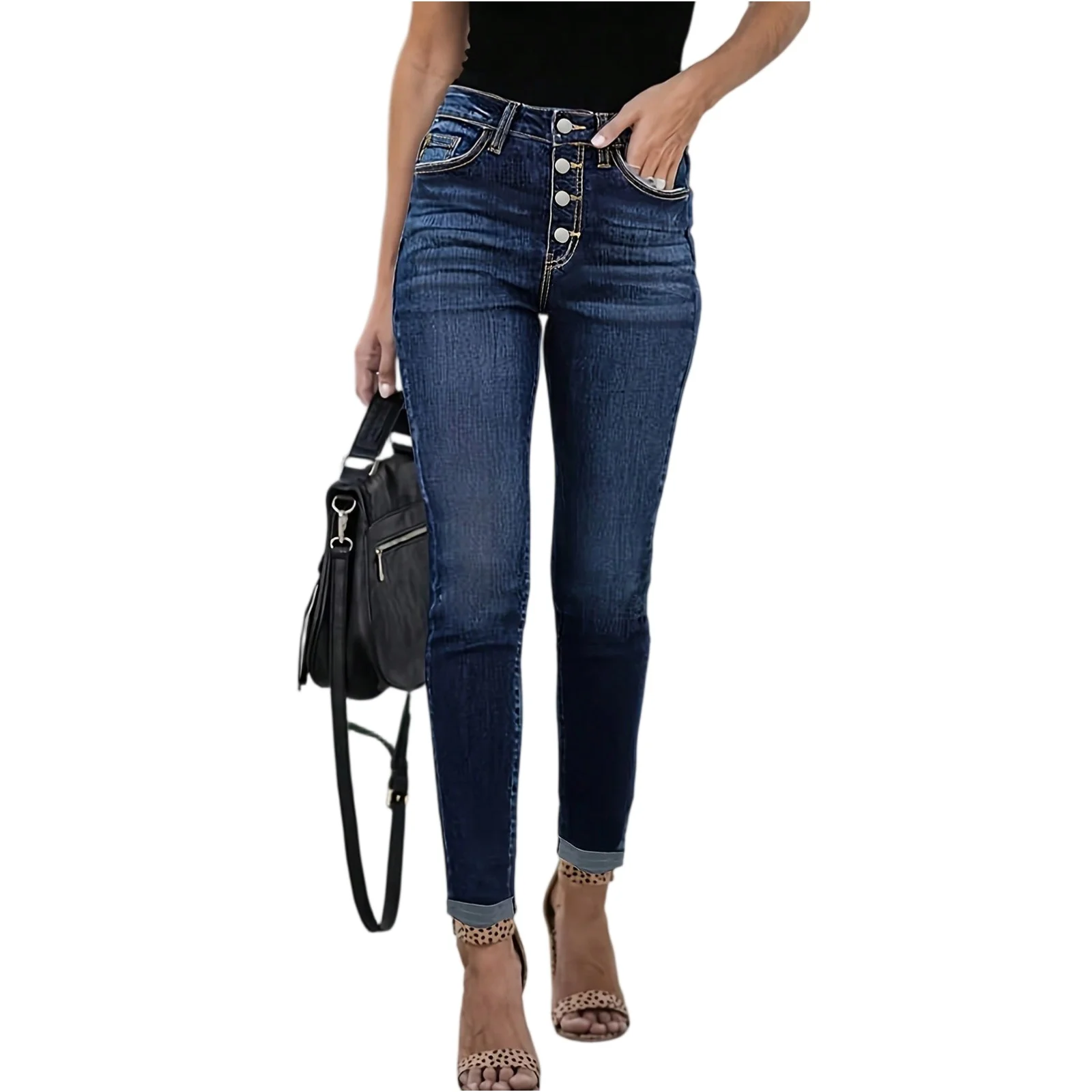 

Весенние женские винтажные джинсы с высокой талией, сексуальные элегантные брюки, эластичные джинсы, женская уличная одежда, джинсовые облегающие джинсы с маленькими штанинами