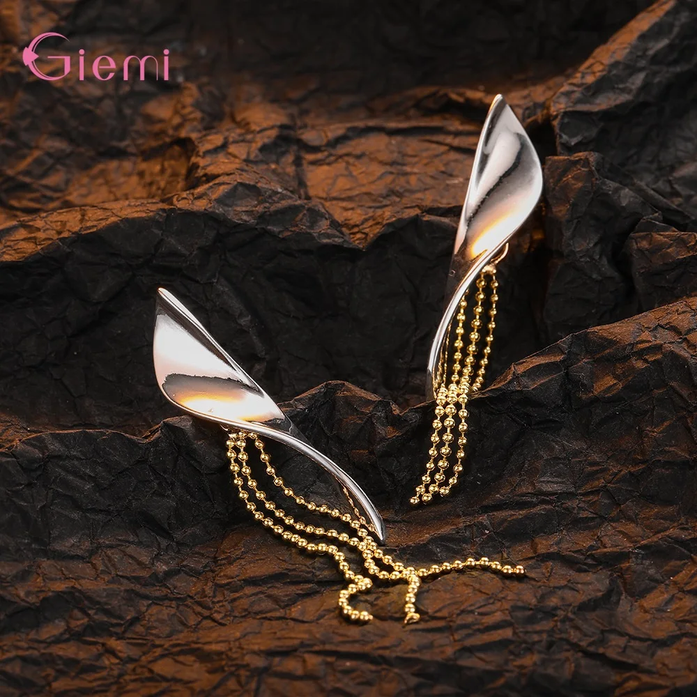 Exquisite New Fashion Long Tassel Dangle Earring Authentic 925 Sterling Silver Jewelry Lovely Woman Girls Party Accessories