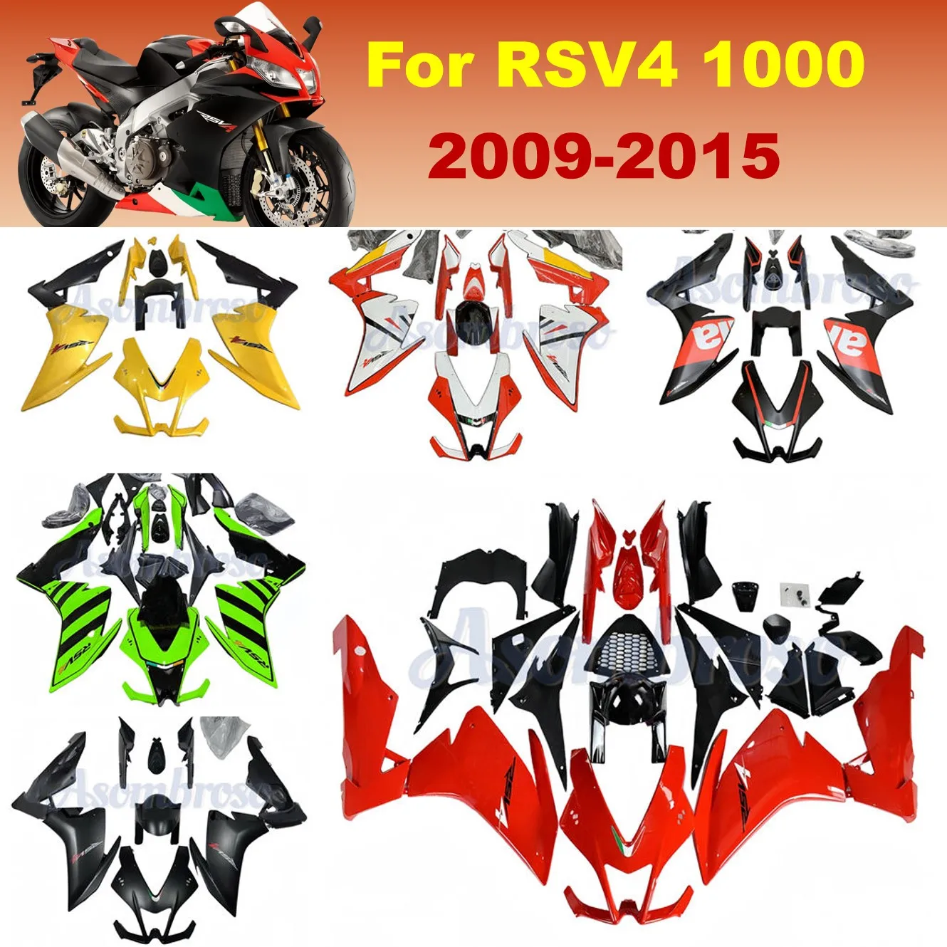 Glossy Red Fairing Kit Fit For Aprilia RSV4 2009 2010 2011 2012 2013 2014 RS1000 09-15 Motorcycle Repair Parts Panels Cover