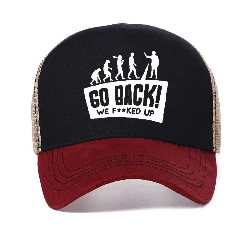 Evolution Go Back we f**ked up Baseball Cap Summer Adjustable Outdoor Casual Sport hat man mesh breathable Trucker hat