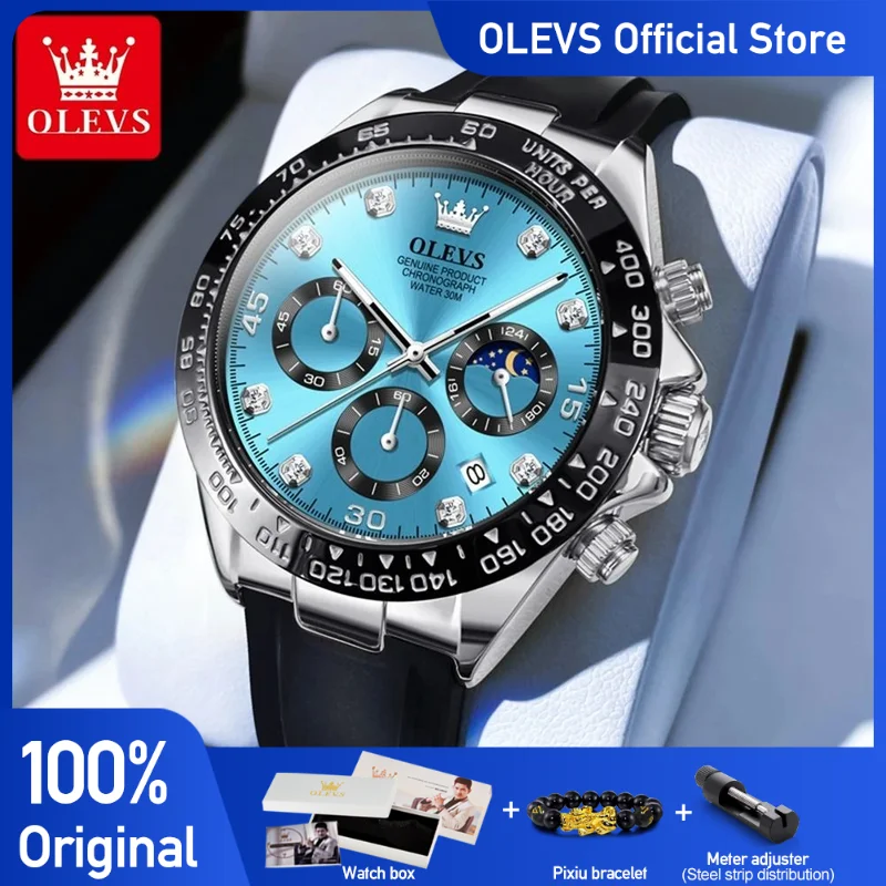 OLEVS 2875 Men Watch Quartz Top Brand Waterproof Luminous Watch for Men Three Small Dial Sport Wristwatch Chronograph Date Reloj