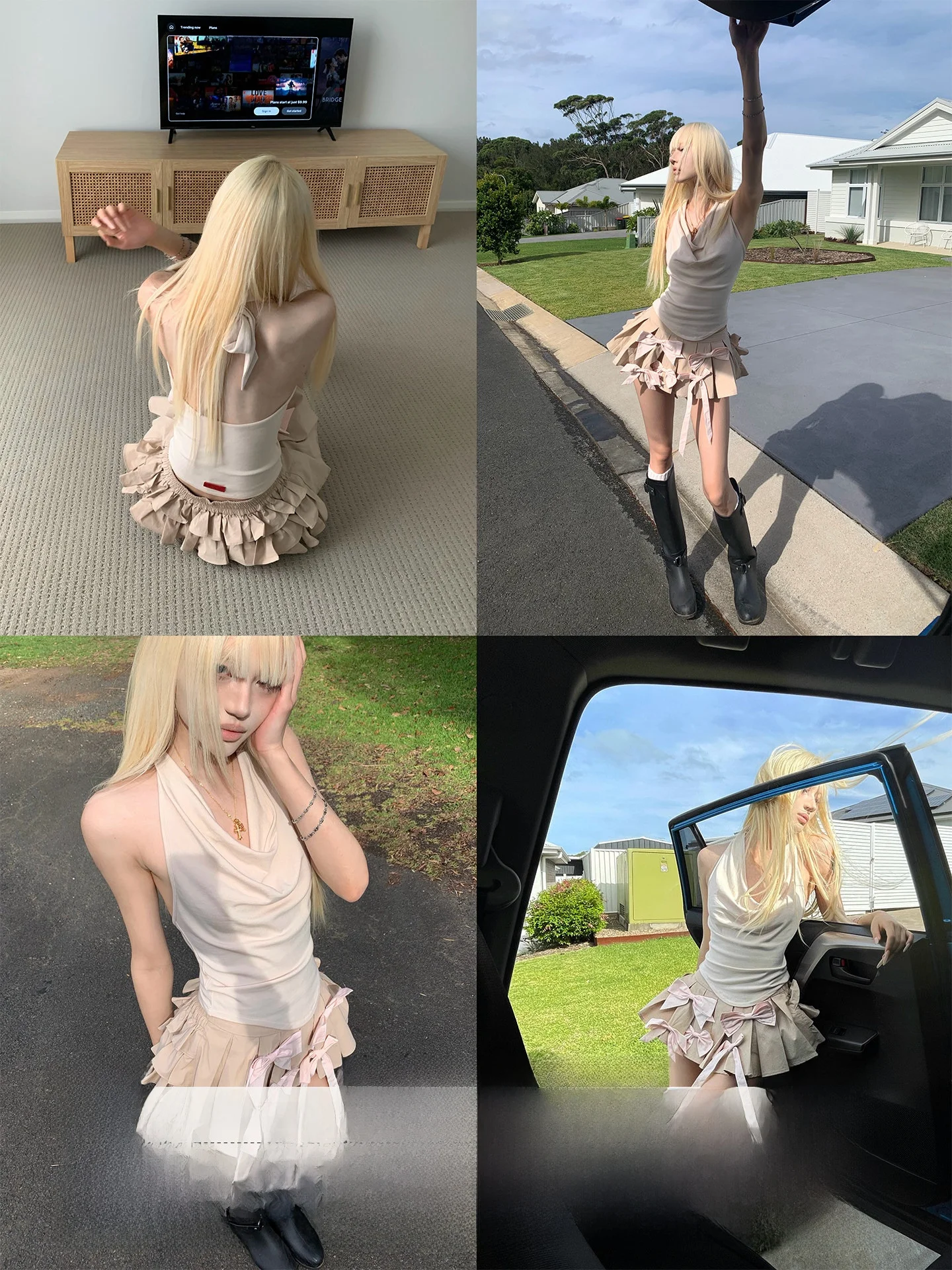 

Sexy Backless Neck Hanging Strap Vest Rase Le Sol 'Honey Trap' Sleeveless Collar Swing Women's Fashion Summer Outerwear