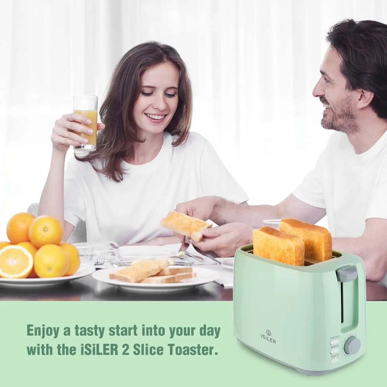 New Green Home Mini Electric Smart 2 Slice Breakfast Waffle Sandwich Bread Maker Toaster images - 6