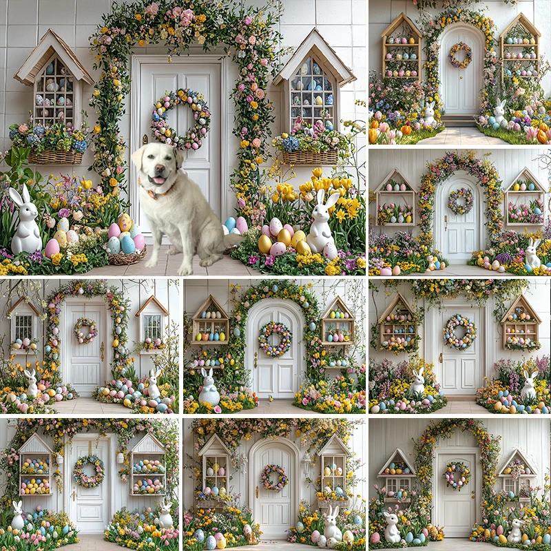 

LS Photography Background Spring Easter Cabin Carrots Flower Eggs Kids Birthday Party Portrait Decor Backdrop Photo Studio