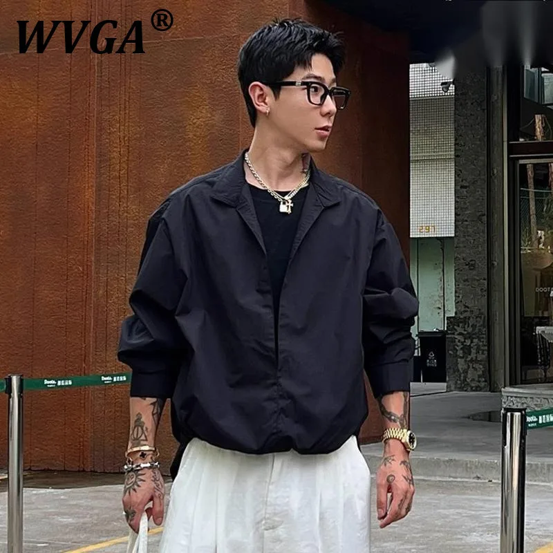 

WVGA Весна Лето Новая мужская рубашка Tide High Street Fake из двух предметов Модная рубашка-пуловер с длинными рукавами Нишевая шикарная повседневная рубашка Ins W9666