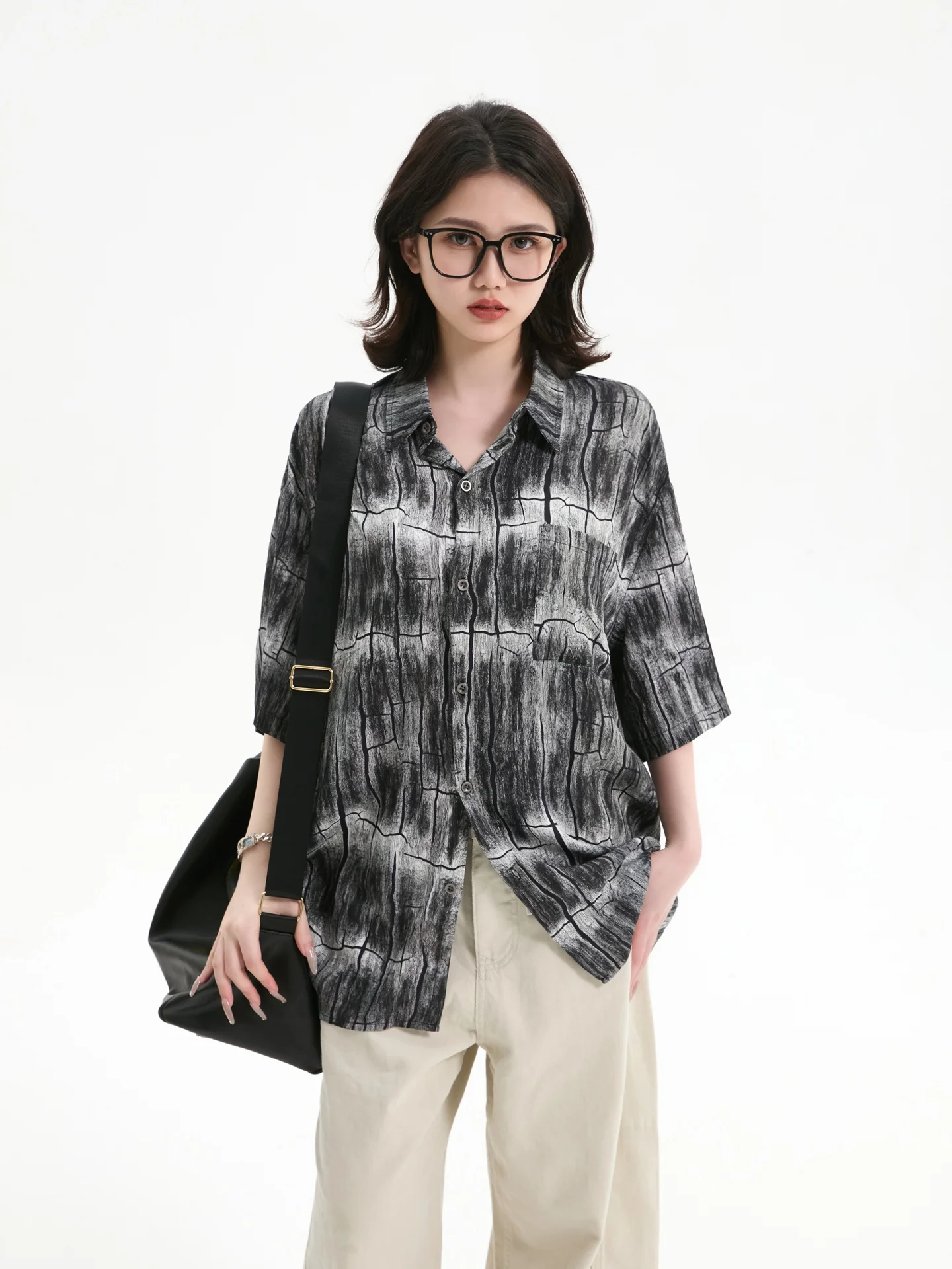 

Summer American Retro Oversize Tie Dye ort Sve Casual irt Street Sle Loose Fit Collar Regular Thin