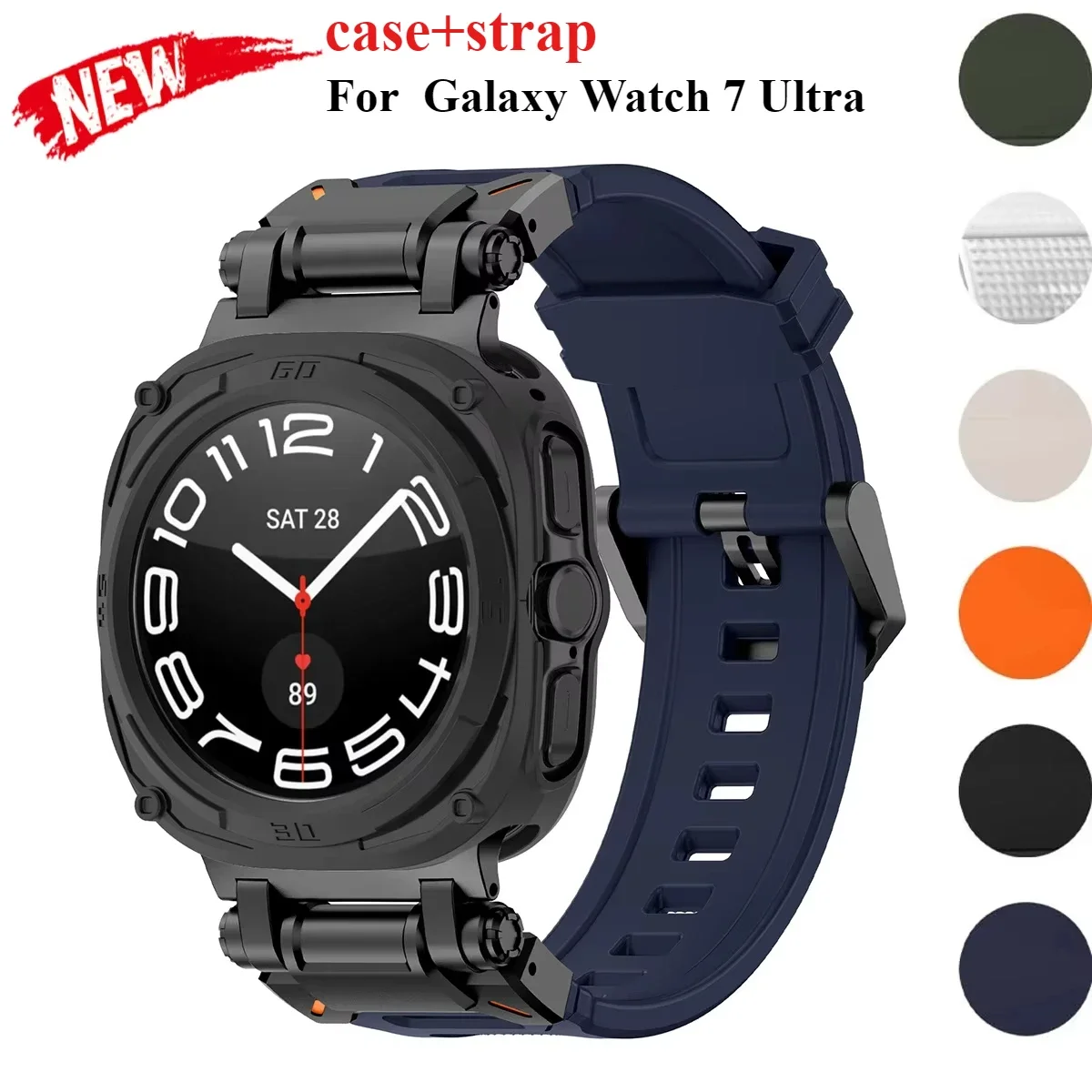 Чехол + ремешок для Samsung Galaxy Watch 7, ультрамягкий силиконовый чехол из ТПУ без зазоров, металлический чехол для Samsung Galaxy Watch 7 Ultra, браслет