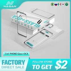 NASAN iPhone Front Glass Cover+OCA Tempered Glass Case For iPhone 15 14 13 11 12 Pro Max Mini Max X XS Plus Screen Protector