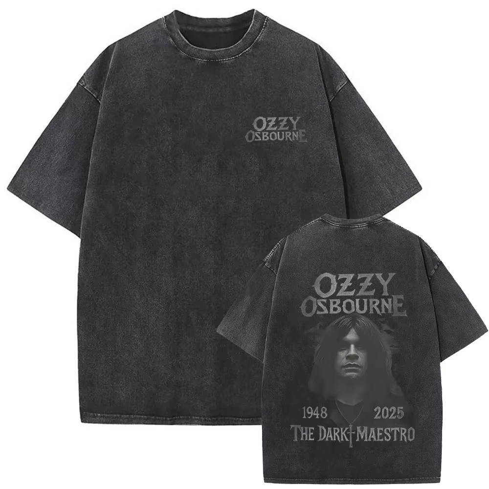 Camisetas Vintage Lavadas de la Banda de Rock Heavy Metal Black Sabbath Ozzy Osbourne, Camisetas Holgadas de Moda Casual para Hombre y Mujer, Ropa de Calle