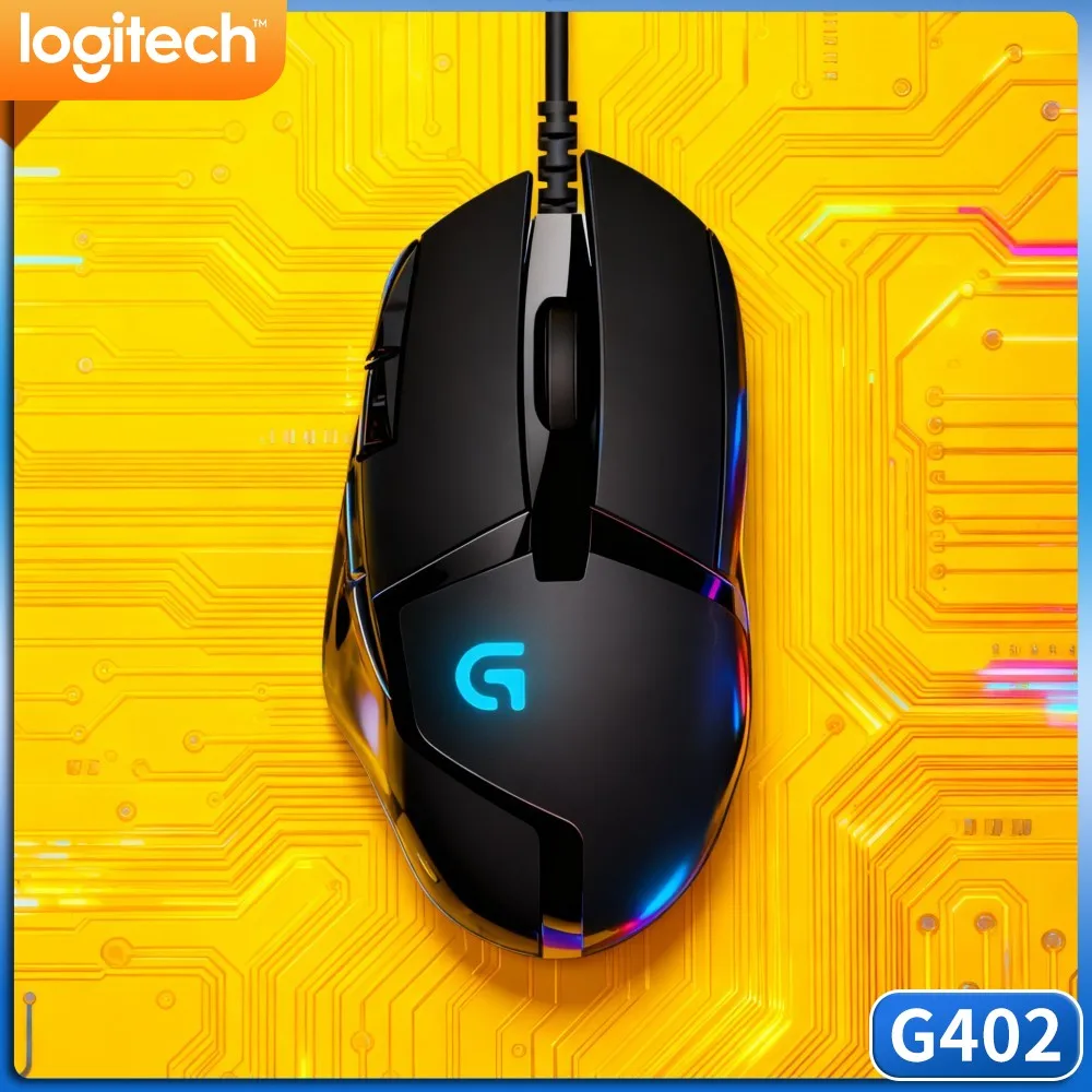Mouse para jogos com fio Logitech G402 Fusion Engine com sensor de aceleração e almofadas laterais antiderrapantes para operação prolongada em jogos d