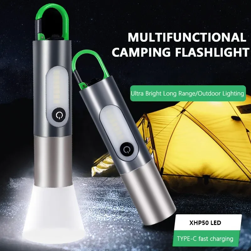 Super Bright XHP50 LED Flashlight Portable Rechargeable Camping Flashlights Can be Used as Bicycle Headlight Zoom Torch