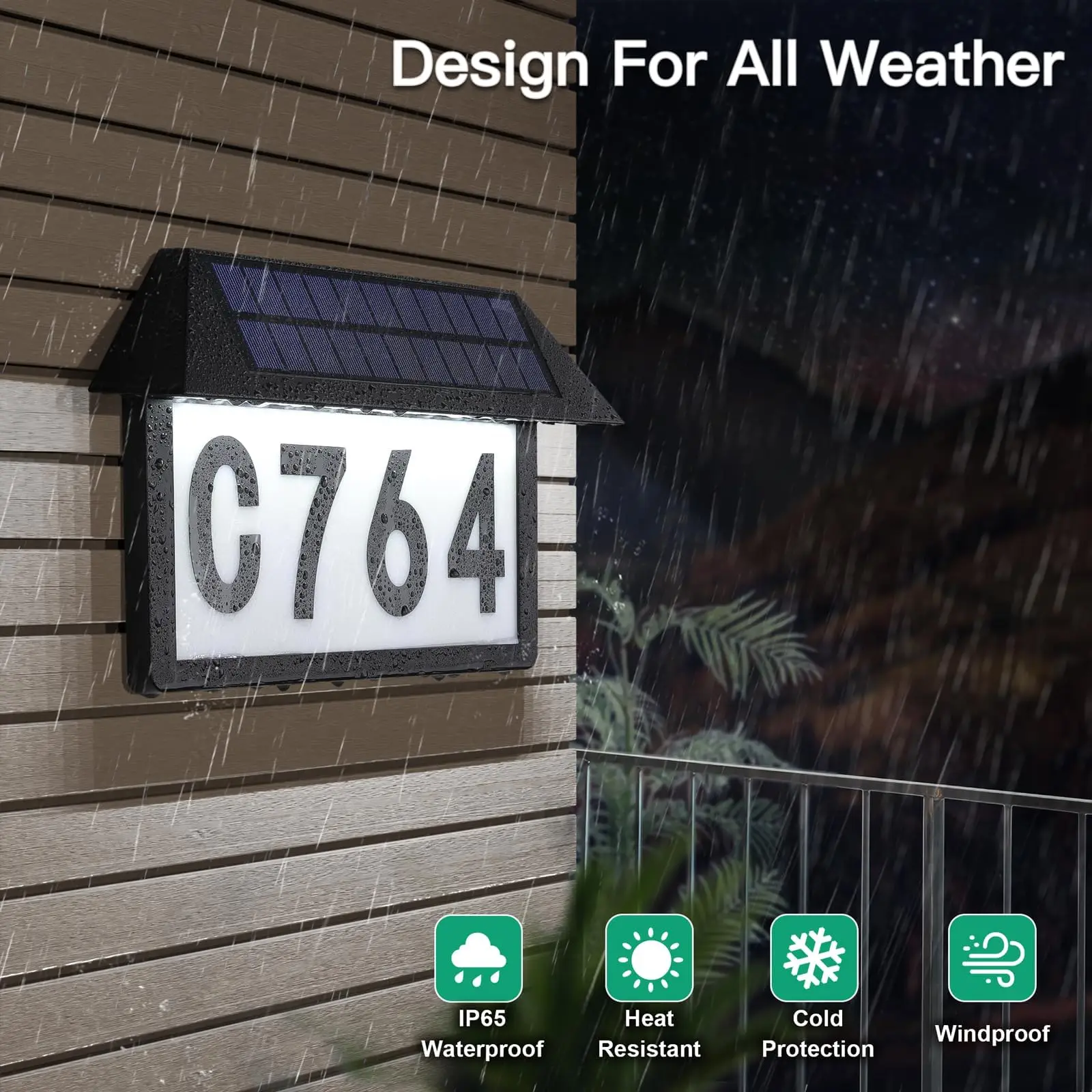 Solar Adress schild Licht im Freien wasserdicht beleuchtete Hausnummern mit Nummer Aufkleber Wand lampe für Zuhause außerhalb Traufe Garten