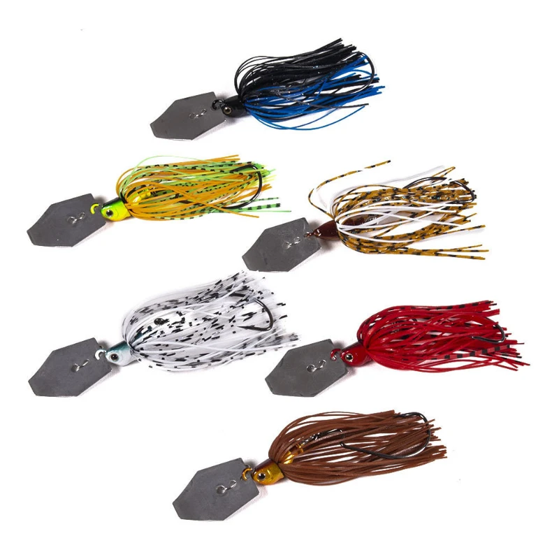 Chatter Bait Spinner Bait Weedless Fishing Lure Buzzbait Wobbler Chatterbait for Bass Pike, Walleye Fish Accessory, 11g, 10cm