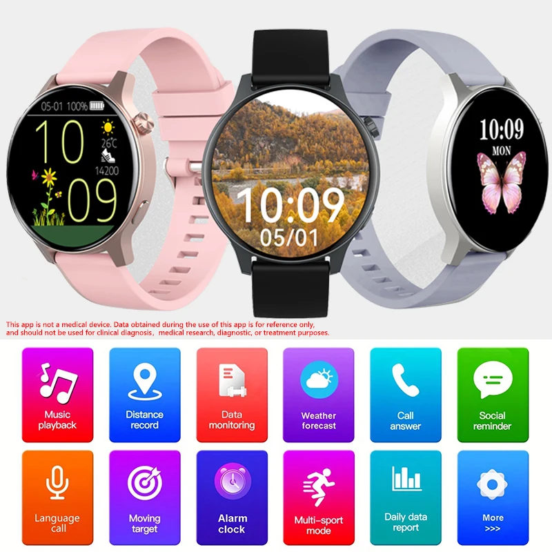 New ladies' Smart 5.4 Bluetooth call Watch 3D dynamic dial 1.43-inch AMOLED 466 * 466 high-definition Large screen Couple Watch