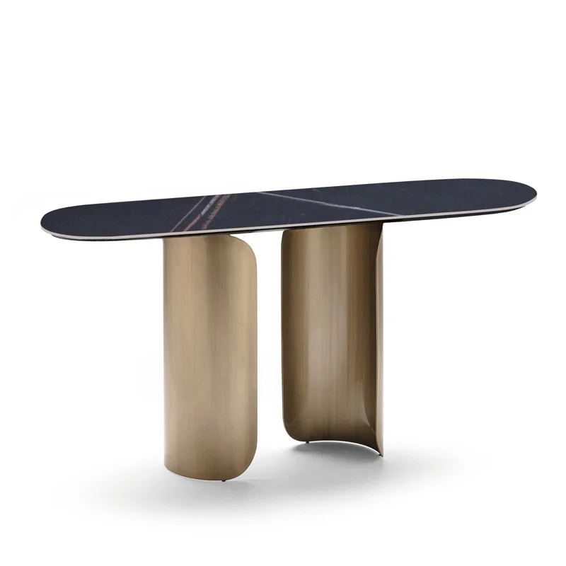 

Italian light luxury marble entrance table, Nordic minimalist stainless steel entrance table