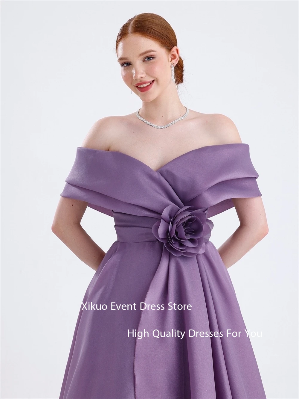 فستان سهرة Xikuo رشيق من الساتان الأحمر على شكل حرف A على شكل قلب رداء كوكتيل نسائي ثلاثي الأبعاد بطول الأرض فساتين حفلات مخصصة