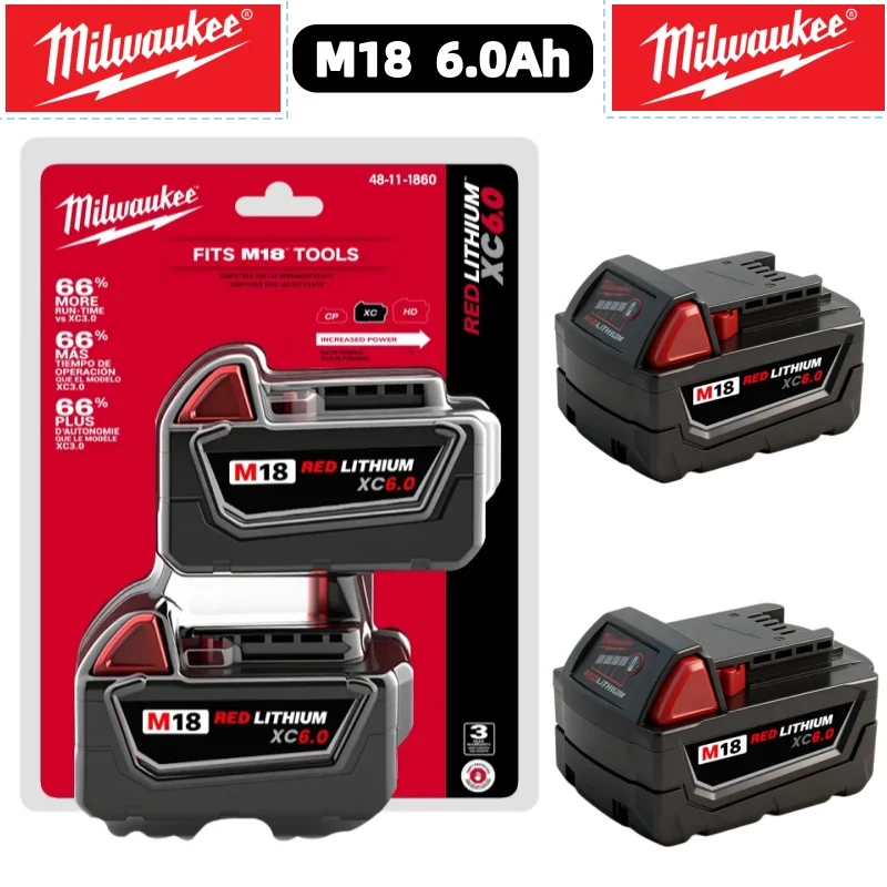 

M18 Genuine Milwaukee Battery, M18 Battery, M18B6 5.0Ah 6.0Ah Milwaukee 48-11-1860 48-11-1850 1840 For Tool Lithium Battery