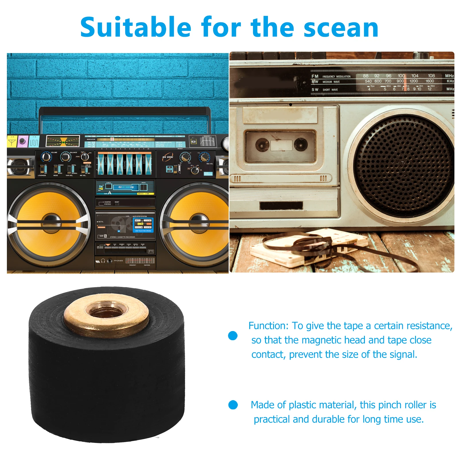 

2pcs Pinch Roller Set Rubber Record Repair Accessories For Recorder Player Amplifier Durable Replacement Pulley Belt Wheels