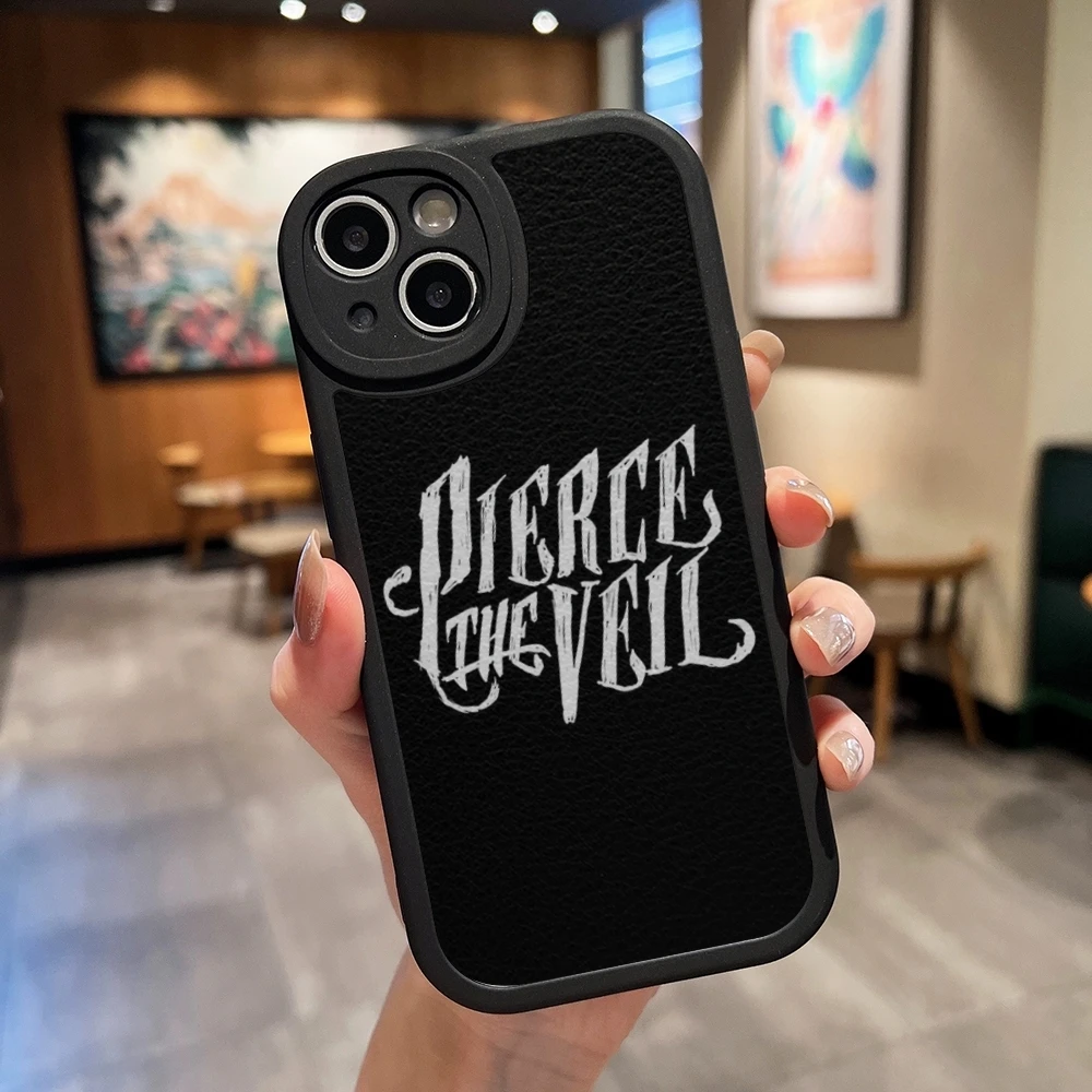 P-Pierce The Veil Phone Case Leather Black For IPhone 13 12 15 11 14 Pro Max Mini X Xr 8 Plus SE2020 Soft Silicone Cover