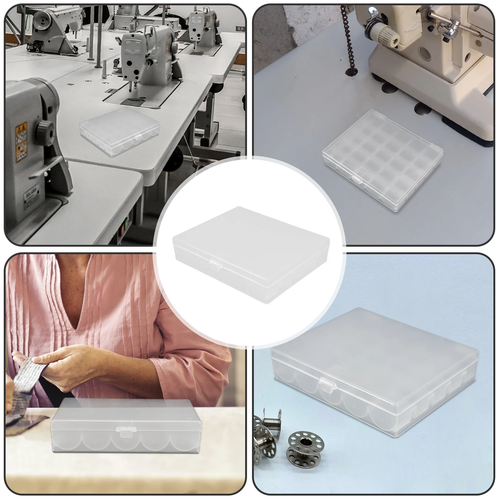 

2Pcs Plastic Bobbin Case Multifunctional Sewing Storage Box Clear Organizer Portable Thread Holder Home Embroidery Accessories