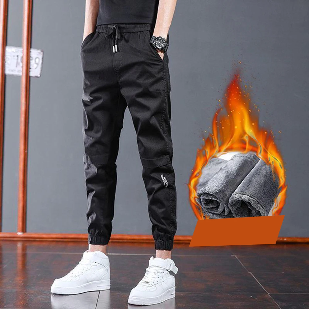 Autumn Winter Sports 9-point Pants Invisible Open Crotch Outdoor Sex Thickening Overalls Men's Slacks Loose Fashion Drawstring