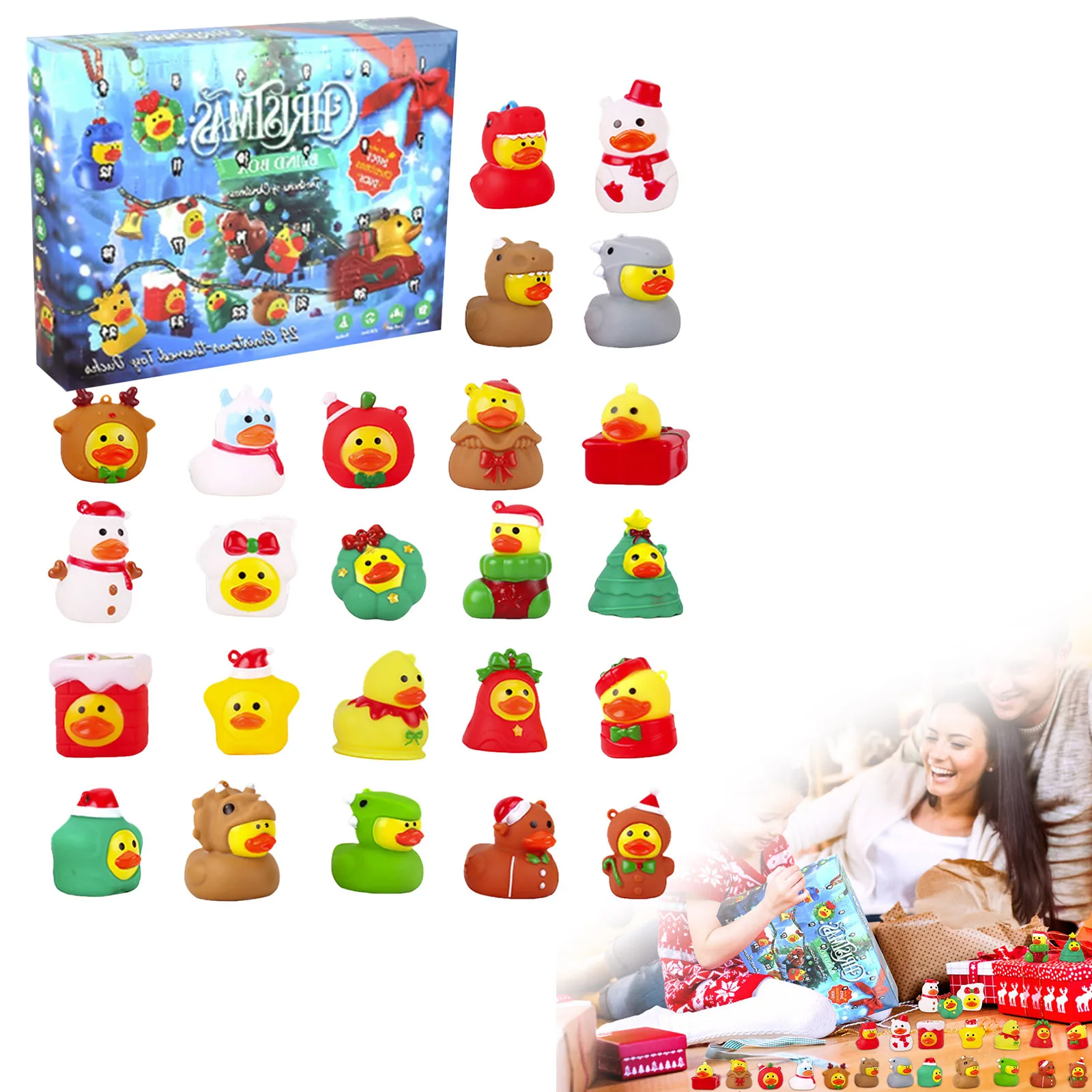 Glow in The Dark Sand Timer Each Advent Calendar Includes 24 Hidden Rubber Duck Figures Bringing Daily Countdown to Christmas