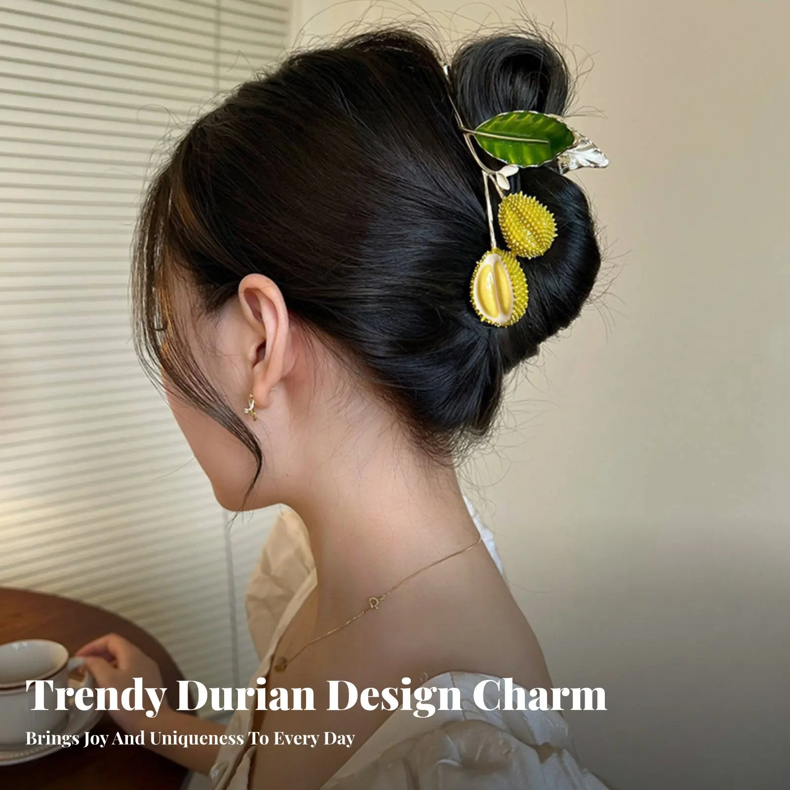 ドリアン-ヘアグリップ-楽しく遊び心のあるドリアン-ヘアグリップ-フルーツ型グリップグリップ-強力なホールド力-シックなアクセサリー-長持ちする女性用グリップグリップ