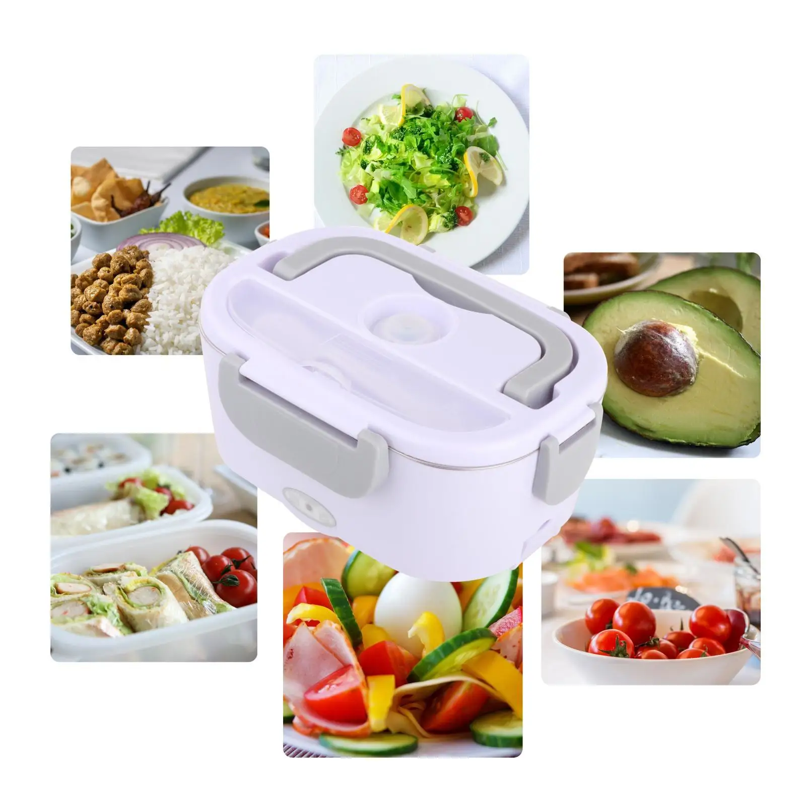 Electric Lunch Box 304 Stainless Steel Portable 12V 220V Bento Boxes Food Heater Container for Car Home EU Plug