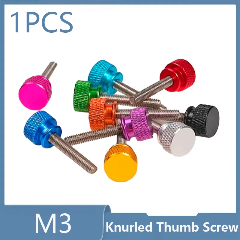 1Pcs M3 Aluminium Alloy Knurled Thumb Screws Stainless Steel Hand Grip Knob Bolts High Type Length 5mm~100mm