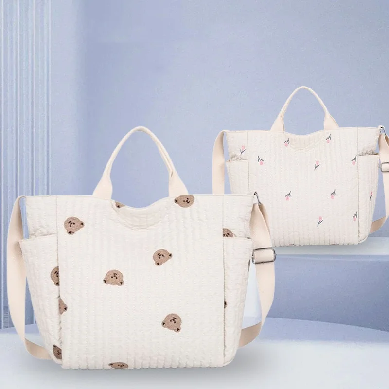 Diaper Handbag Embroidered Women Shoulder Crossbody Bag Hospital Travel Mother Kid Large Mommy Bag Baby Organizer Maternity Pack