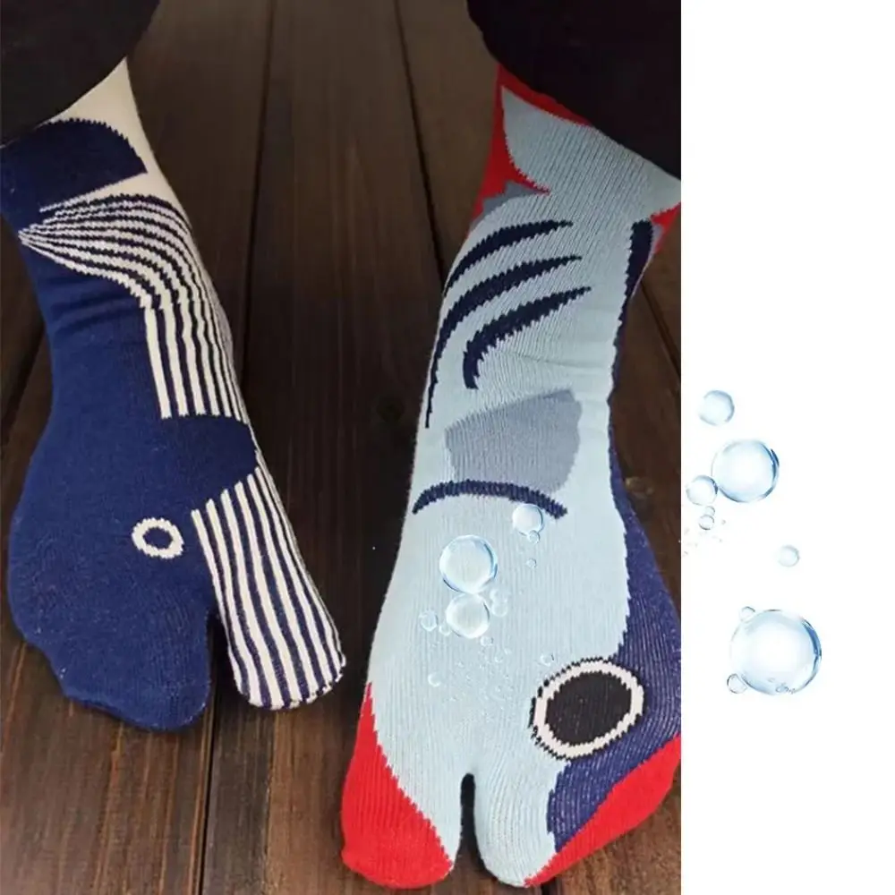 

1pair Gift Breathable Tabi Socks Casual Soft Fish Pattern Socks Funny Socks Daily Wear
