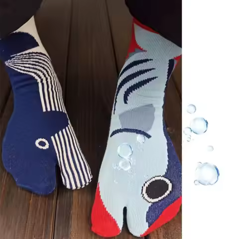 1pair Gift Breathable Tabi Socks Casual Soft Fish Pattern Socks Funny Socks Daily Wear