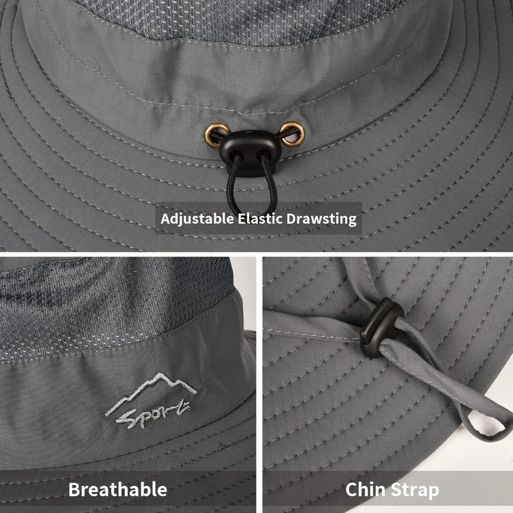 Wide Brim Sun Hats Summer UV Protection Adjustable Fishing Hiking Bucket Hats Sunshade Foldable Quick Dry Travel Sun Cap