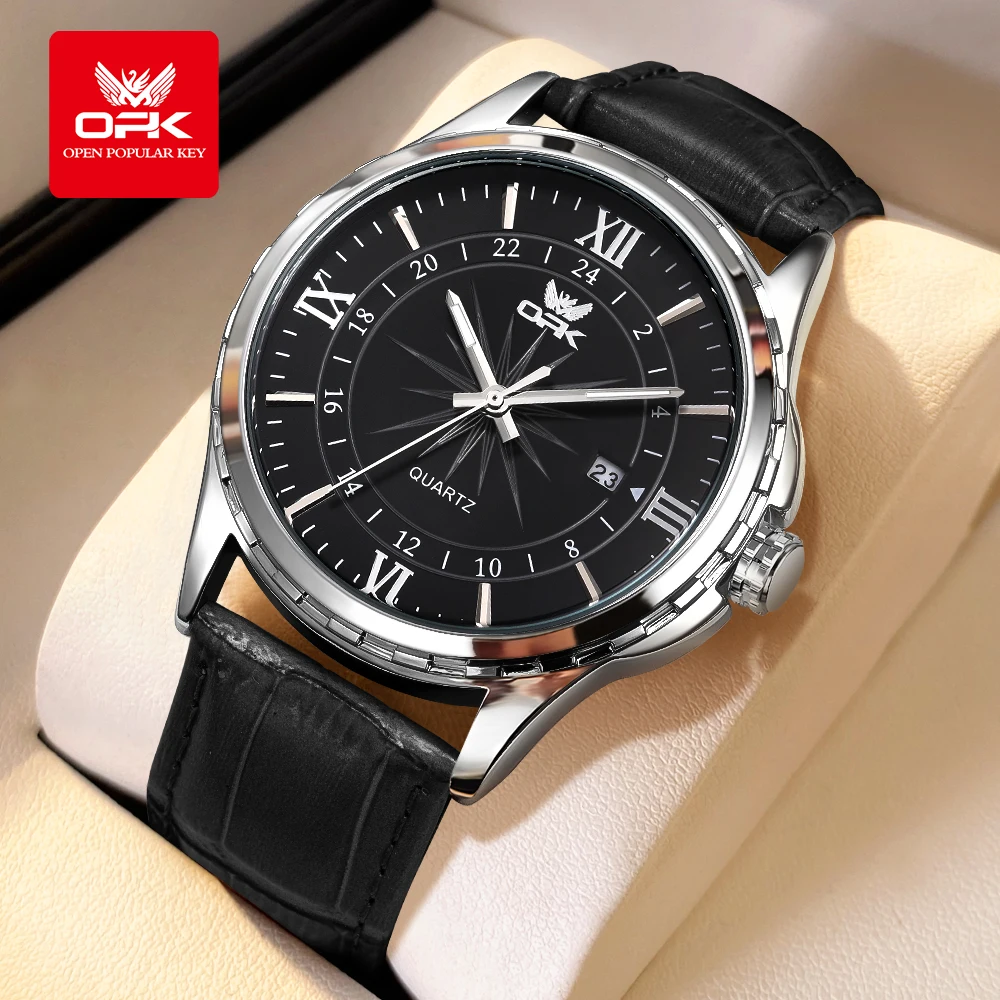 Men's Elegant Leather Strap Waterproof Watch