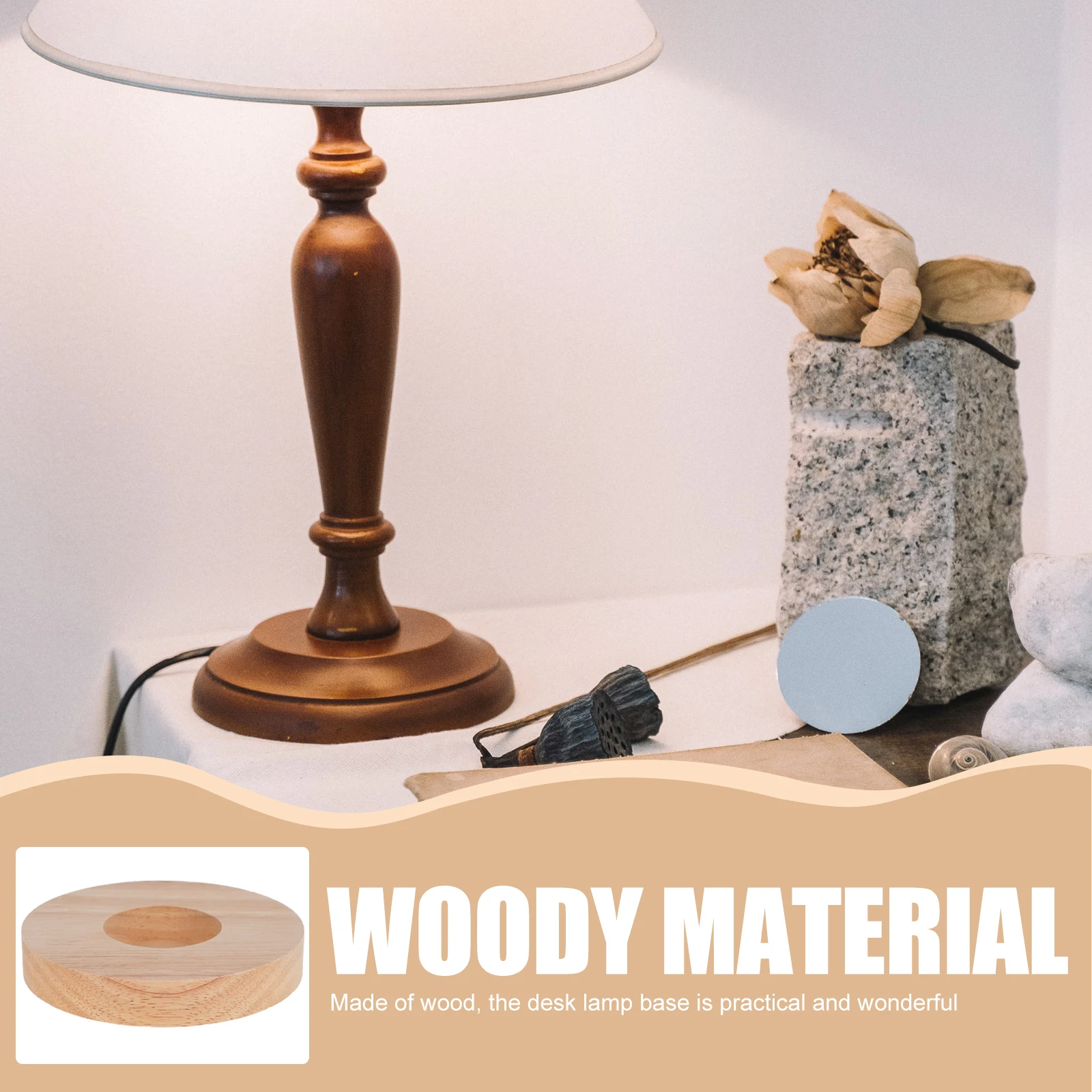 

2pcs Round Wooden Base Diy Solid Wood Lamp Making Material Sturdy Table Lamp Base Lightweight Portable Display Stand For Crafts