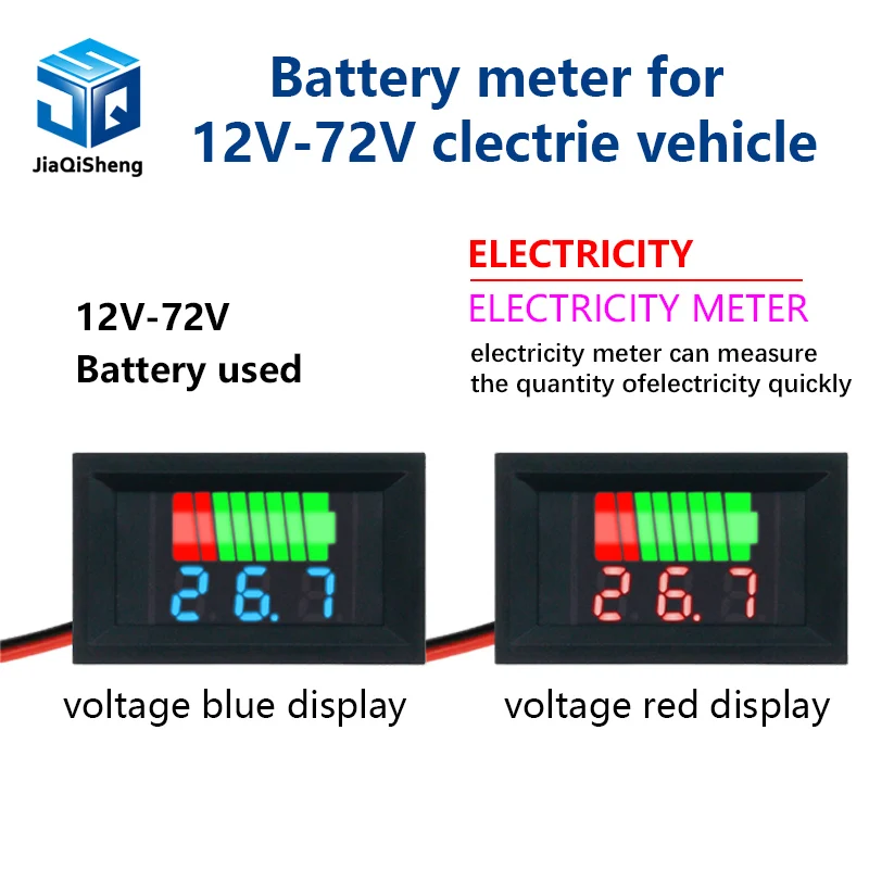 12V 24V 36V 48V 60V Car Battery Charge Level Indicator Lithium Battery Capacity Meter Tester Display LED Tester Voltmeter