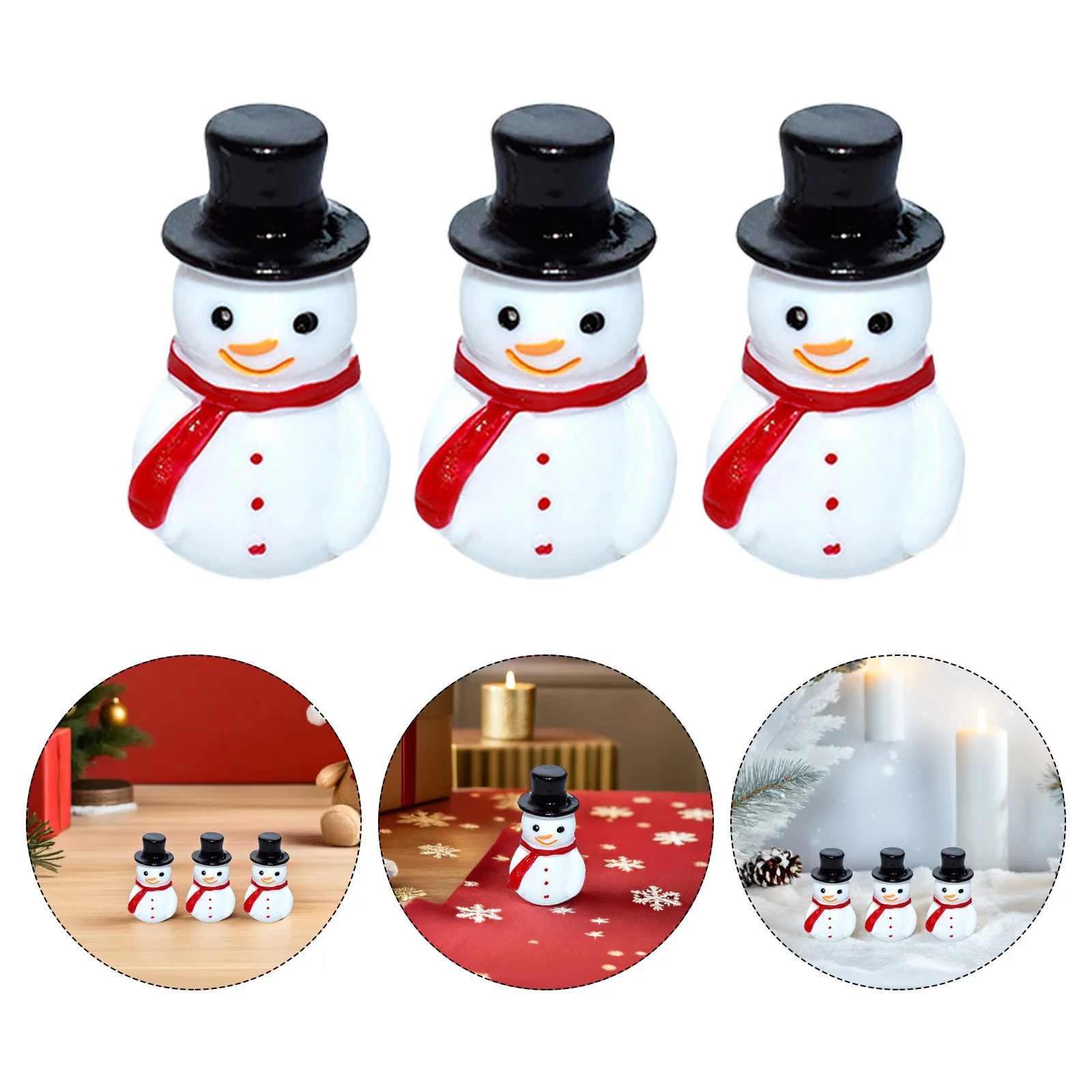 10pcs Christmas Miniature Snowman Resin Craft Diy Decoration Micro Landscape Ornament For Home Office Xmas Party