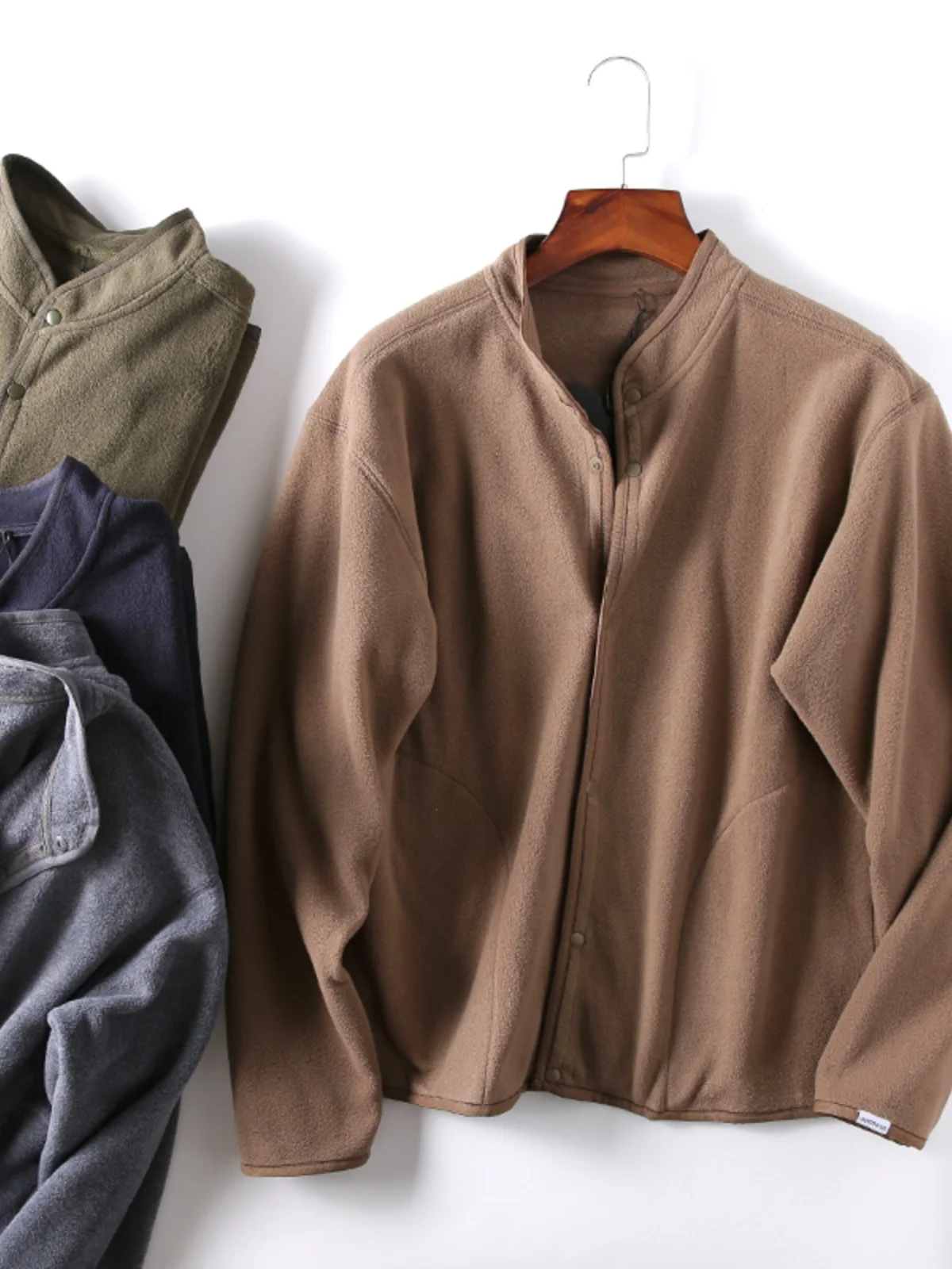 

Мужская уличная модная куртка с воротником-стойкой, двусторонняя, теплая, с флисовой подкладкой, носимая как кардиган, осенне-зимняя, из полиэстера