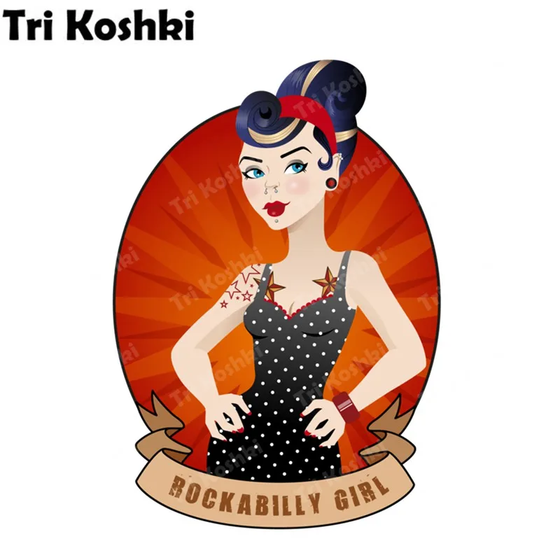 

Tri Koshki KCS724 Rockabilly Girl Car Sticker PVC Decals Motorcycle Sticker on SUV Off Road Car Bumper Laptop Wall