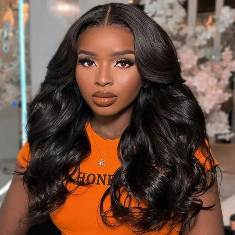 Perruque Lace Front Closure Wig Body Wave 100% naturelle, cheveux humains, 13x6 HD, pre-plucked