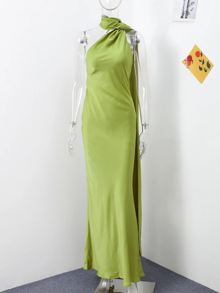 Vestido Elegante de Tirantes con Cinta para Mujer, Sin Mangas, Escote Bardot, Espalda Descubierta, Entallado, Largo, 2025 Verano Otoño, Fiesta para Dama 4