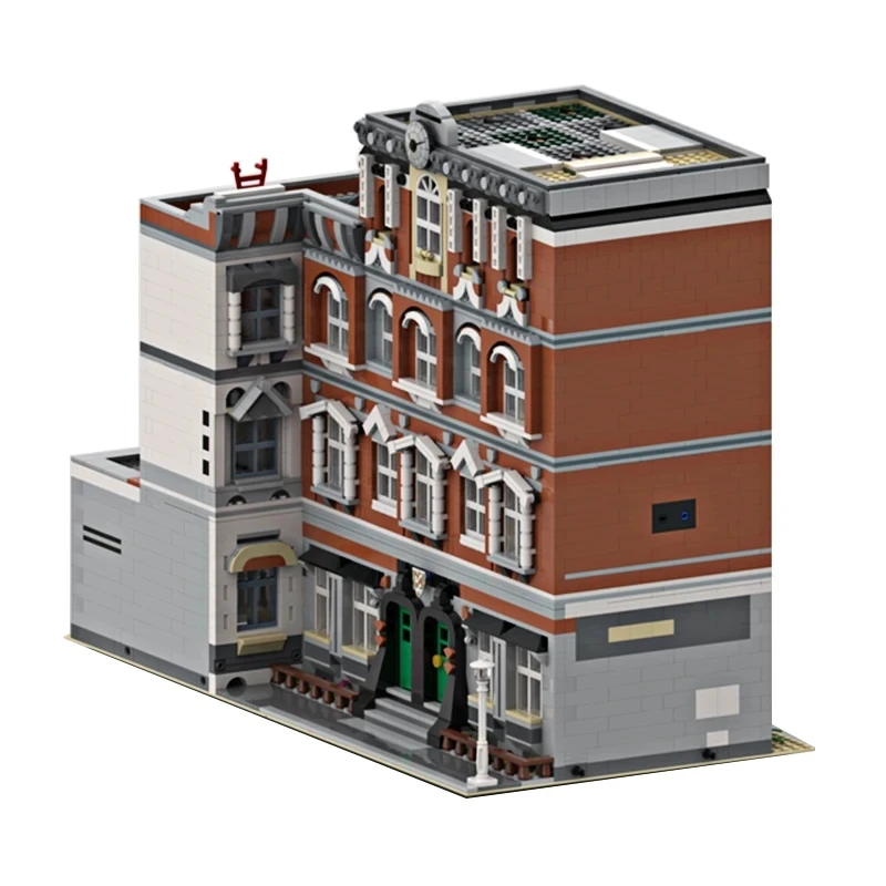 MOC-132465 Scuola Corne Invertita Compatibile 10264 10224 Blocchi di Costruzione Modulari di Mattoni Puzzle Educativo Giocattoli FAI DA TE Regali Di Compleanno