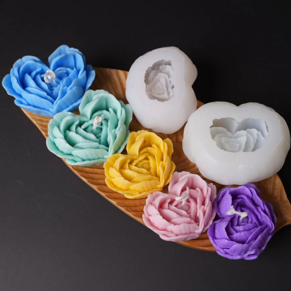 Liebe Blumen Silikon Kerze Form 3D Herz Form Blume Duft Kerzen Harz Form DIY Gips, Der Werkzeug Valentinstag Geschenke