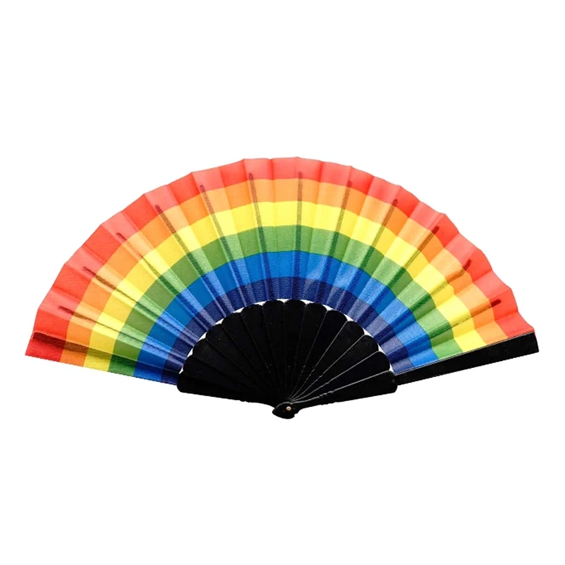 Rainbow Folding Fan Rainbow Wedding Fan Rainbow Pattern Plastic Fan Parade Accessories Party Favors