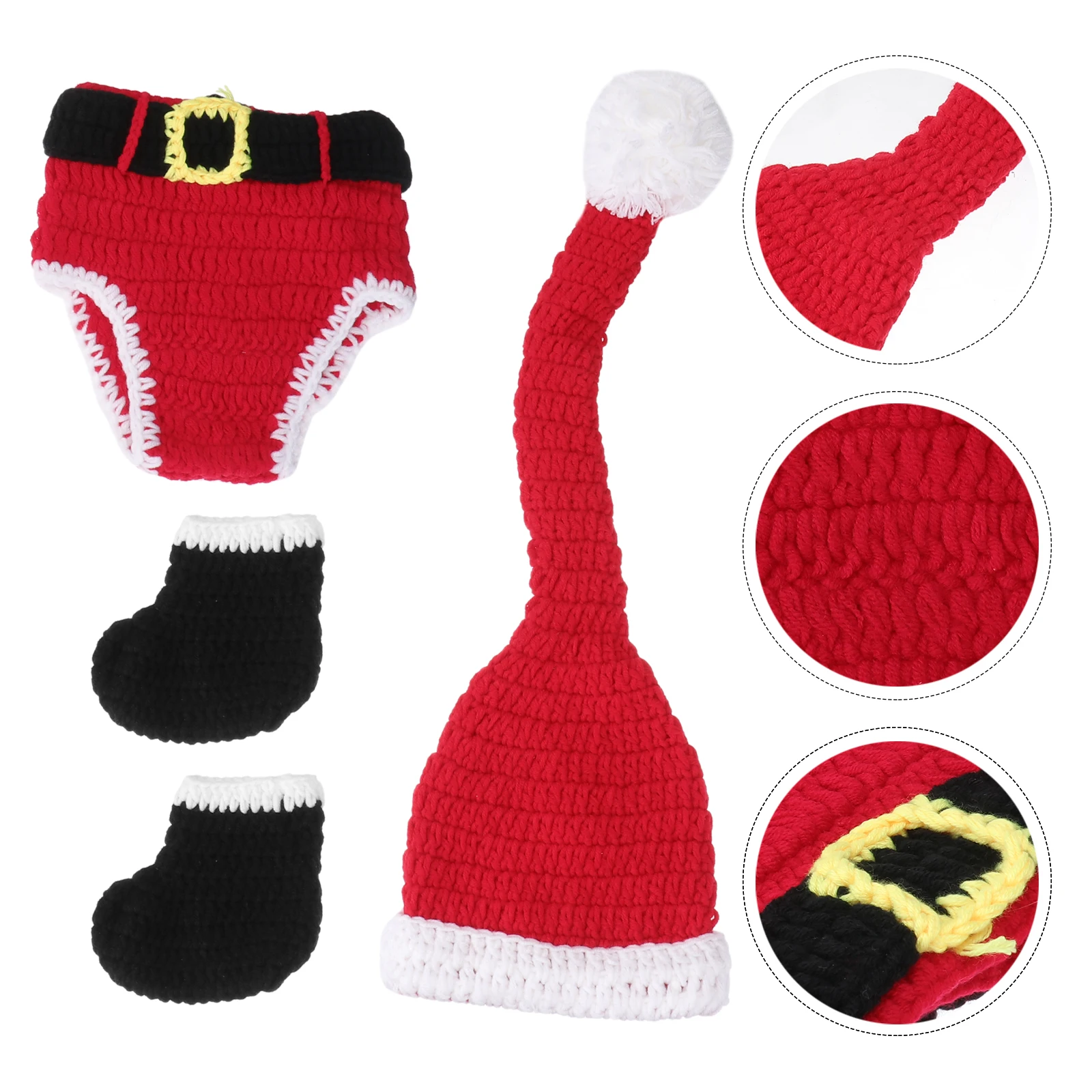 

Christmas Santa Style Handmade Crochet Baby Beanie Hat Newborn 0-1 Months Unisex Infant Elastic Breathable Comfortable Baby
