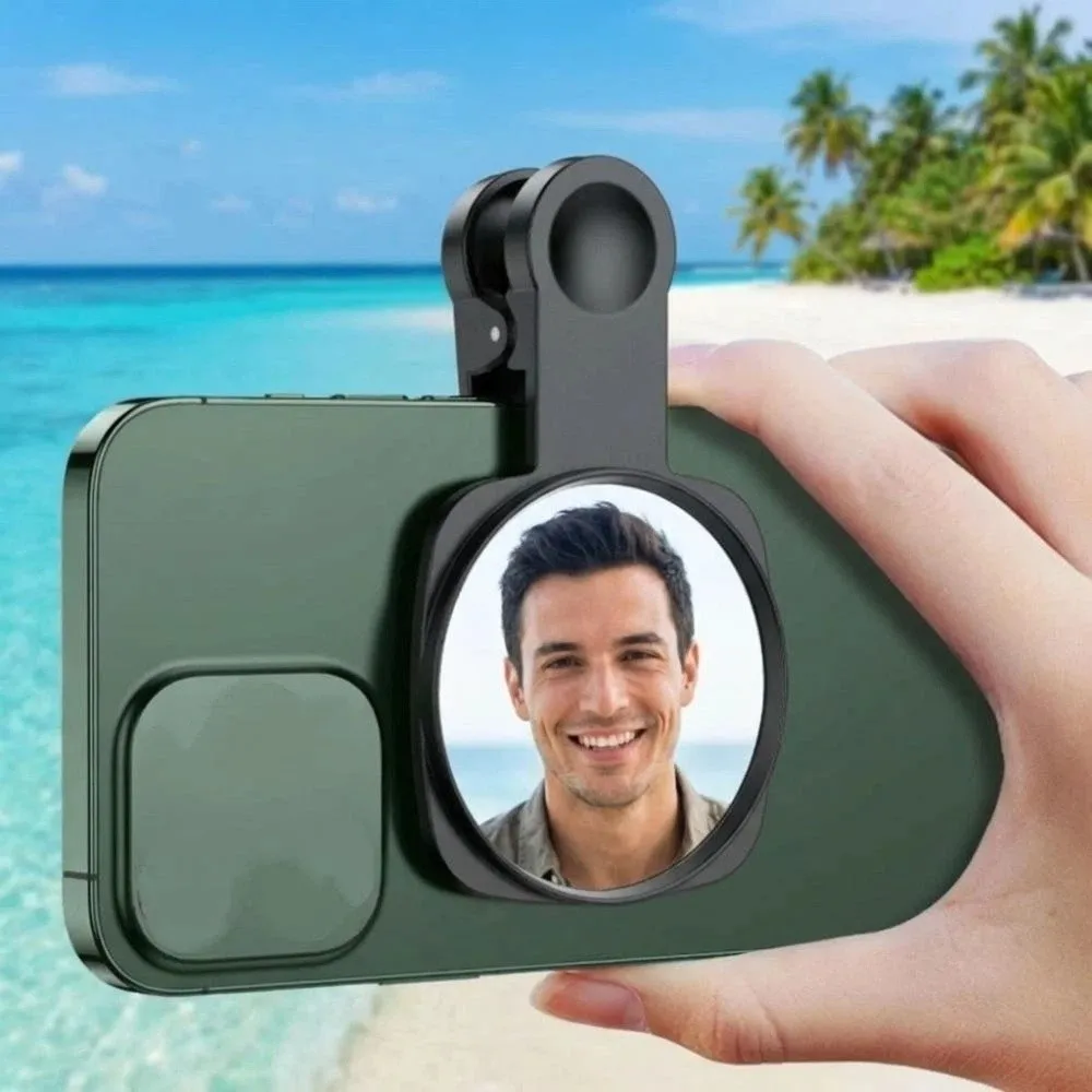 

HD Lens Phone Rear Camera Selfie Mirror Clip-on Portable Anti Peeping Mirror Blind Spot Free with Storage Case