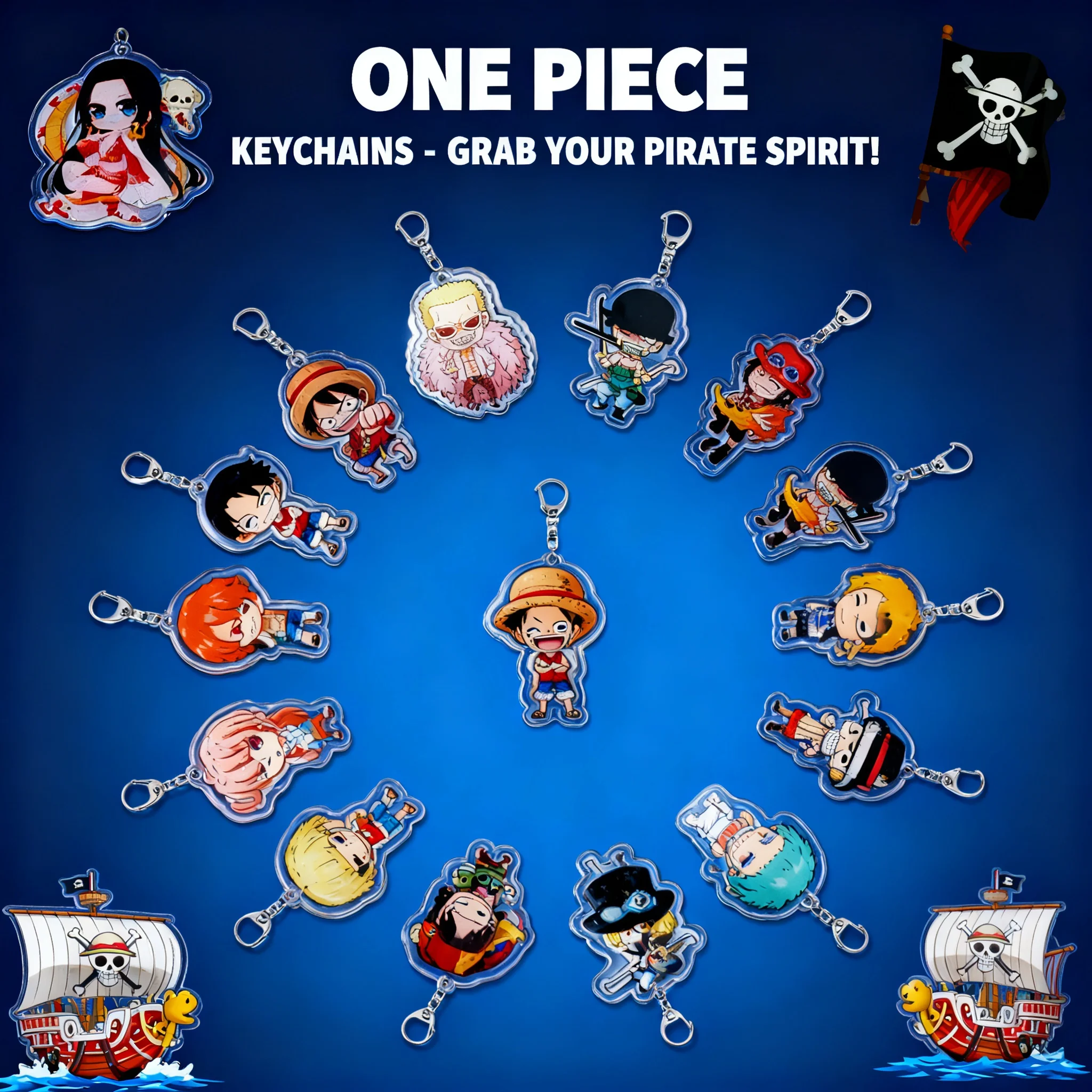 

Anime Cosplay Accessory One Piece Monkey D Luffy Roronoa Zoro Acrylic Keychain Backpack Pendant Gift For Fans Collection