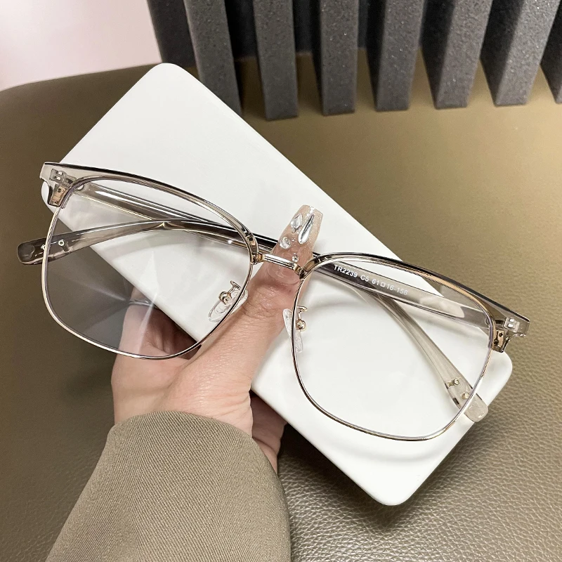 

Semi-rimless Glasses Men High Quality Rectangle Shape Female Eyeglass Frames TR90 Material Frame Glasses